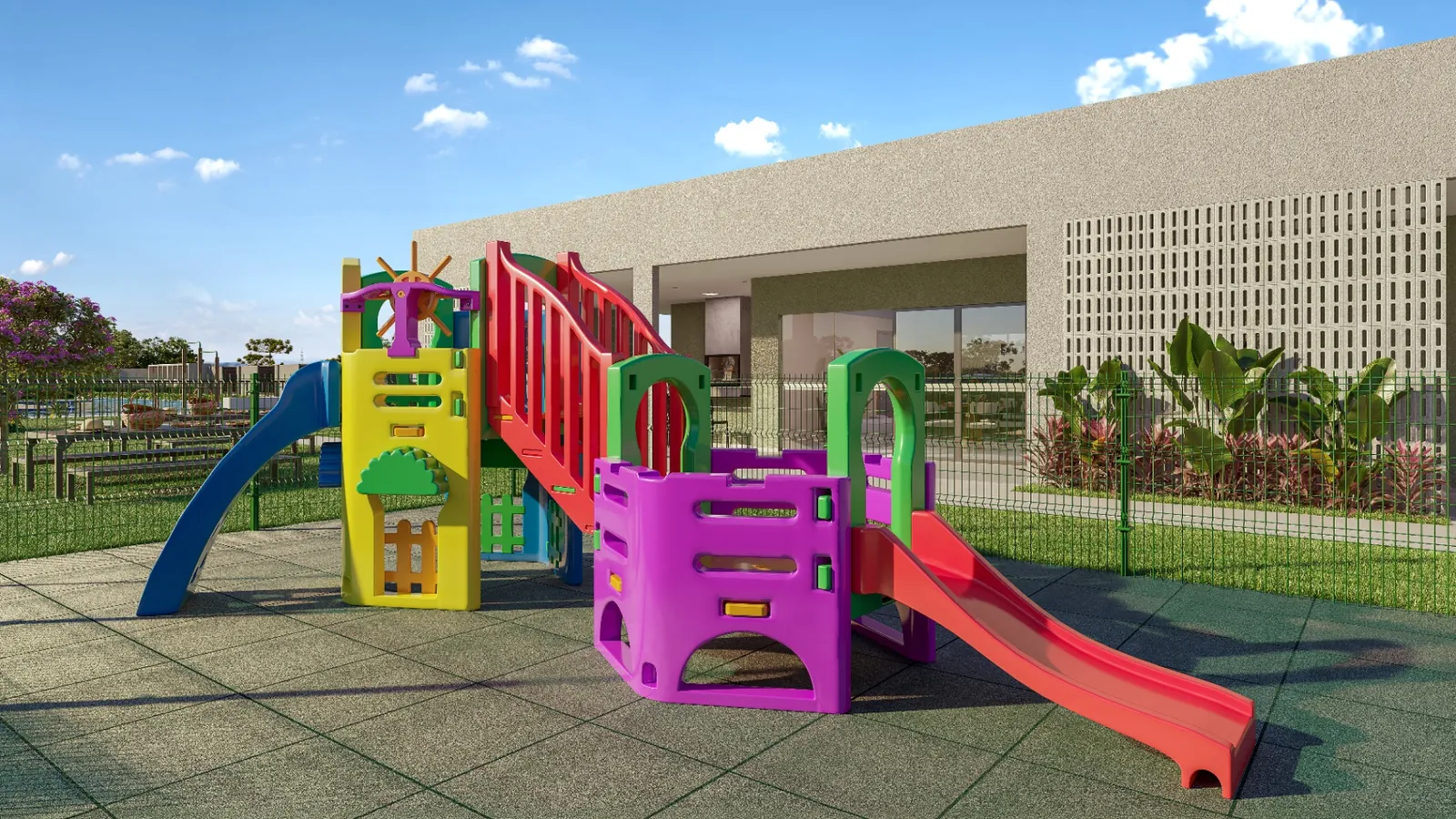 Playground colorido do Gran Safira para crianças