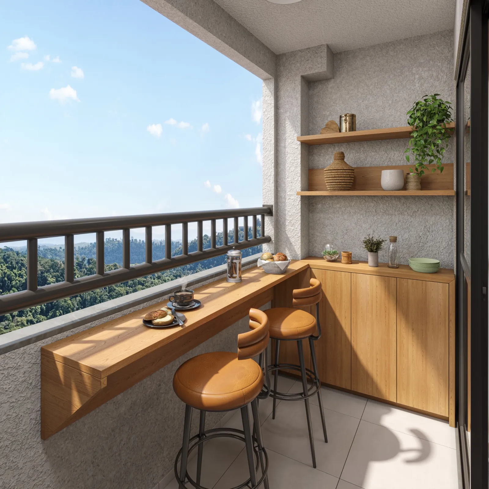 Varanda gourmet do apartamento Gran Safira com vista